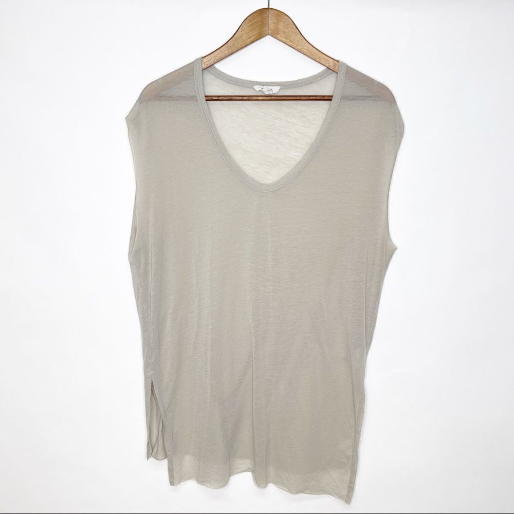 Helmut Lang Light Taupe V-Neck Sleeveless Tank